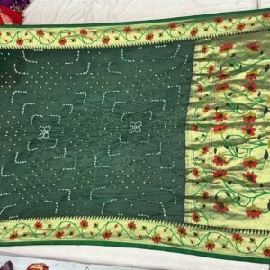 Emerald Green Grace Paithani Bandhani Saree(BFP-02)