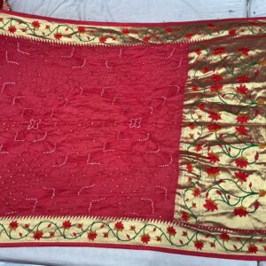 Deep Wine Flower Paithani Bandhani Saree (BFP-08)