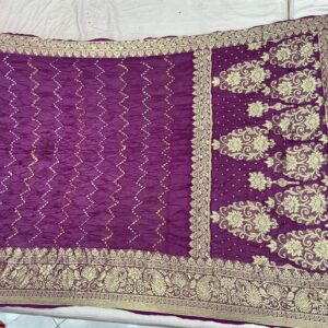 Premium Lehariyu Bandhani Silk Saree - Elegant Purple (BLS-02)