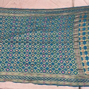 Premium Pure Meenakari Dupatta - Peacock Blue (PMD-04)
