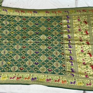 Premium Pure Meenakari Dupatta - Bottle Green (PMD-08)