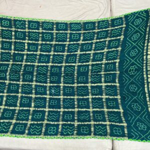 Premium Pure Gajji Silk Dupatta - Bottle Green Grid (GDD-07)