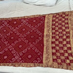 Premium Pure Silk Bandhani Saree - Heritage Maroon (PSB-02)