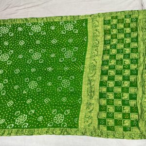 Premium Pure Silk Bandhani Saree - Vibrant Green (PSB-03)