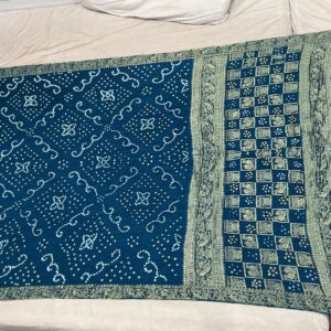 Premium Pure Silk Bandhani Saree - Indigo Blue(PSB-04)
