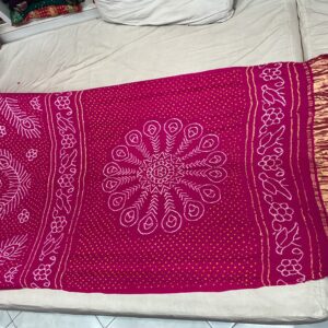 Premium Pure Silk Bandhani Saree - Pink (PSB-05)