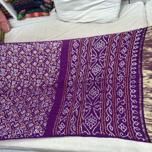 Premium Pure Silk Bandhani Saree - Deep Purple (PSB-06)