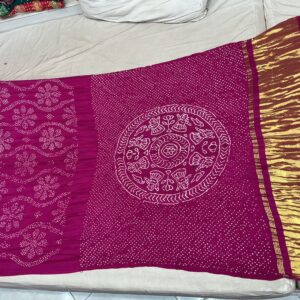Premium Pure Silk Bandhani Saree - Festive Meganta Pink (PSB-08)