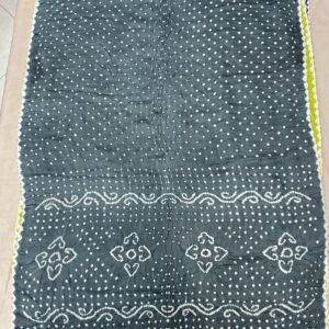 Premium Pure Bandhani Saree - Scallop Border Steel Grey (BSB-04)