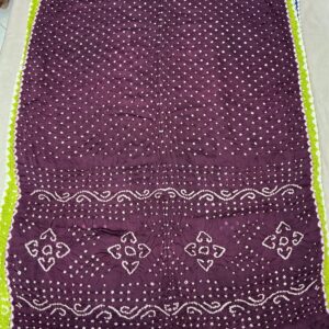 Premium Pure Bandhani Saree - Scallop Border Royal Purple (BSB-05)