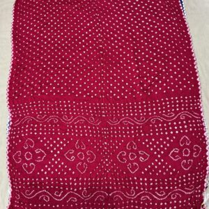 Premium Pure Bandhani Saree - Scallop Border Rose Petal Pink (BSB-08)