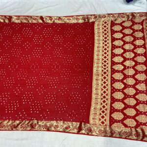 Premium Semi Georgette Bandhani Saree - Traditional Red (SGB-01)
