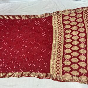 Premium Semi Georgette Bandhani Saree - Elegant Maroon (SGB-02)