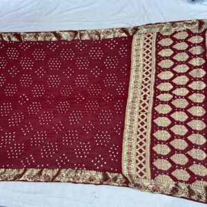 Premium Semi Georgette Bandhani Saree - Wine Maroon (SGB-04)