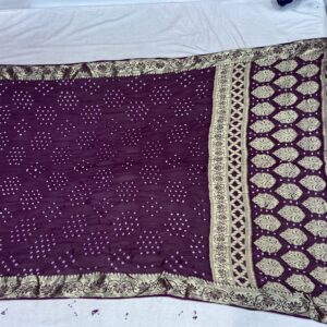 Premium Semi Georgette Bandhani Saree - Deep Purple (SGB-05)