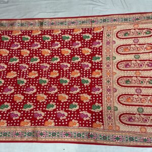 Premium Semi Georgette Bandhani Saree - Festive Rich Red (SGB-08)