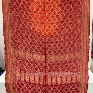 Premium Pure Bandhani Meenakari Saree - Rust Orange (MPB-01)