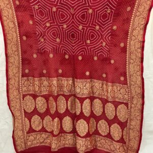 Premium Pure Banarasi Rai Bandhani - Heritage Red (BRB-04)