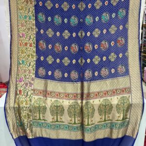 Premium Pure Banarasi Rai Bandhani - Midnight Blue (BRB-08)