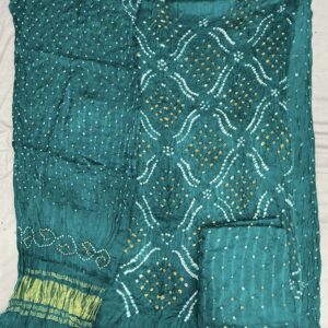Ombre Shaded Bandhani Dress Material - Teal & Rama Blue (OSD-02)