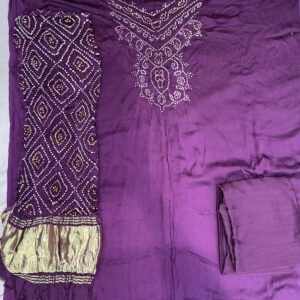 Ombre Shaded Bandhani Dress Material - Lavender & Deep Purple (OSD-03)