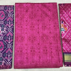 Premium Patola Print Dress Material - Elegant Wine & Magenta (PTD-03)