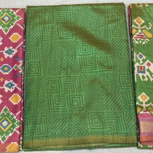 Premium Patola Print Dress Material - Onion & Mhendi (PTD-05)