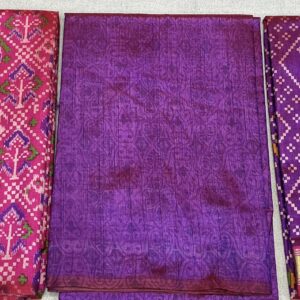 Premium Patola Print Dress Material - Deep Purple & Pink (PTD-06)
