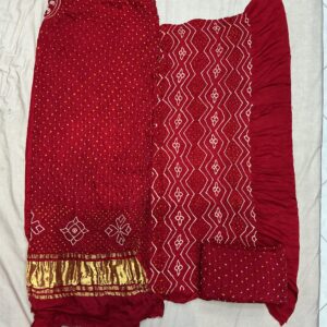 Premium Pure Gajji Silk Dress Material - Traditional Red (GSD-01)