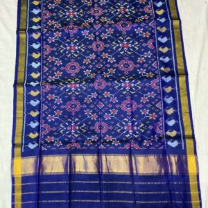Pure Silk Patola Dupatta - Classic Navy Blue (PPD-04)