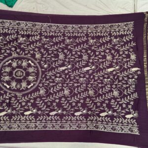Premium Traditional Work Dupatta - Deep Wine (TWD-03)