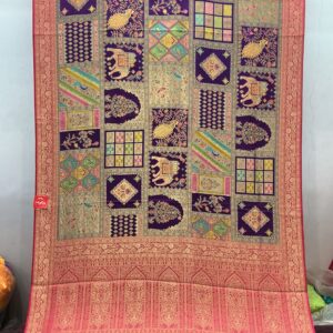 Premium Gajji Silk Zari Shela - Jamun (GSS-01)