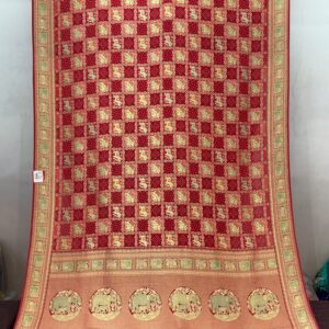 Premium Gajji Silk Zari Shela - Rust Orange (GSS-04)