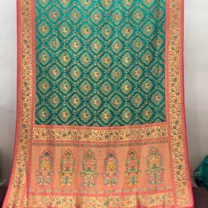 Premium Gajji Silk Zari Shela - Vivid Green (GSS-05)