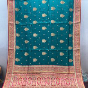 Premium Gajji Silk Zari Shela - Teal Rama Blue (GSS-06)