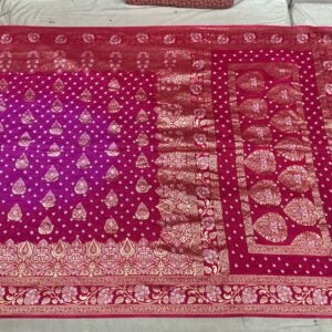 Premium Patola Golden Zari Saree – Magenta Rose (PBG-01)