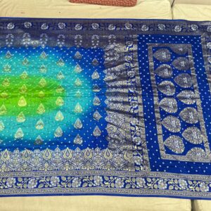 Premium Patola Golden Zari Saree – Peacock Blue (PBG-03)