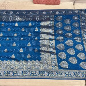 Premium Patola Golden Zari Saree – Royal Blue (PBG-04)