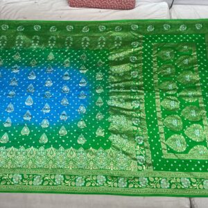 Premium Patola Golden Zari Saree – Parrot Green (PBG-07)