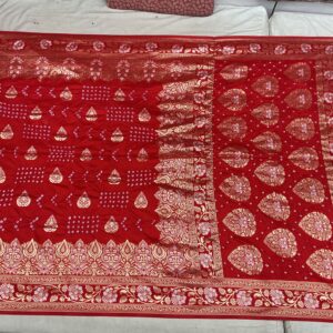 Premium Patola Golden Zari Saree – Crimson Red (PBG-08)