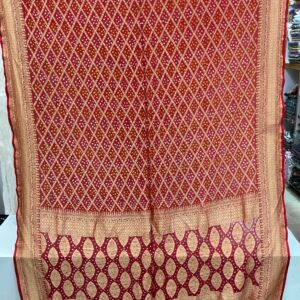 Premium Pure Banarasi Georgette Saree - Rust Terracotta (PBG-02)