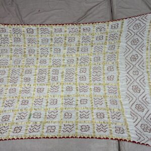Premium Pure Gajji Silk Dupatta - Traditional Crimson White(GDD-08)