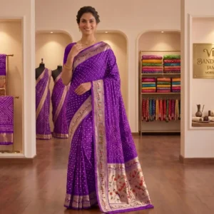 Royal Violet Paithani Bandhani Saree (BFP-13)