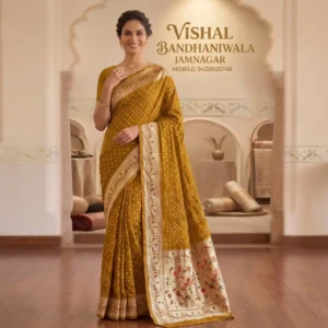 Mustard Yellow Paithani Bandhani Saree (BFP-14)