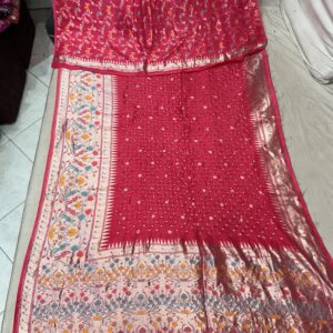 Premium Paithani Bandhani Exclusive Saree – Maroon Red (BPE-11)