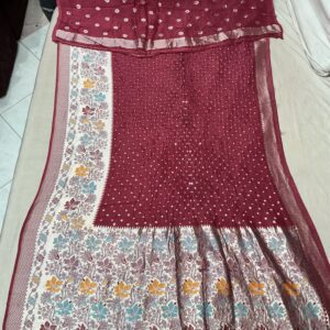 Premium Paithani Bandhani Exclusive Saree – Wine Red (BPE-12)