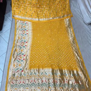 Premium Paithani Bandhani Exclusive Saree – Mustard Yellow (BPE-13)
