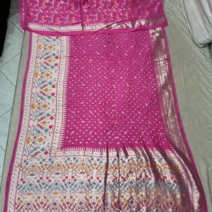 Premium Paithani Bandhani Exclusive Saree – Rose Pink (BPE-14)