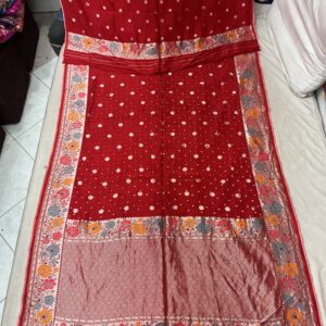 Premium Paithani Bandhani Exclusive Saree – Cherry Red (BPE-16)