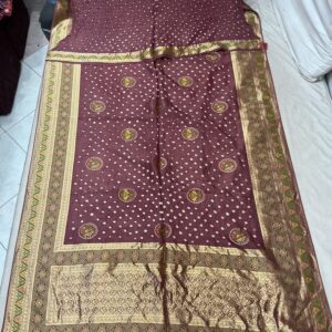 Premium Paithani Bandhani Exclusive Saree – Bronze Brown (BPE-17)
